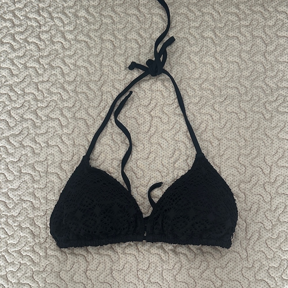 Reef Black Crochet Swim Bra